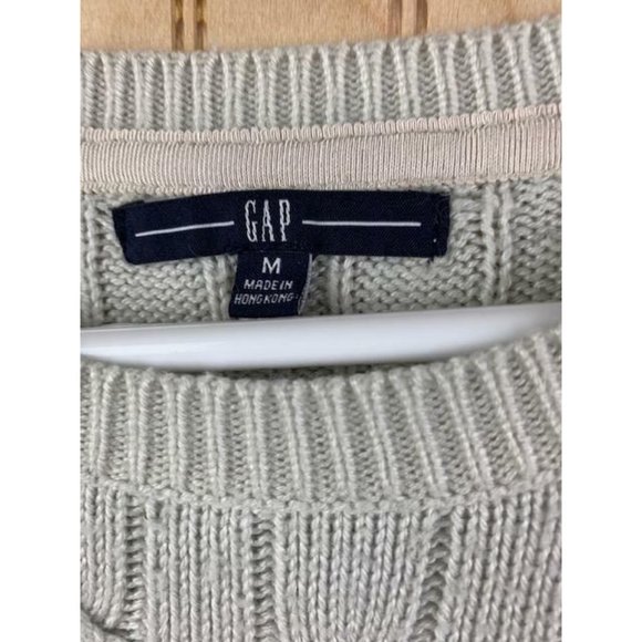 Gap Size Medium Womens Sweater Light Gray Long Sleeve Round Neck Rib Cuf… - Picture 2 of 3